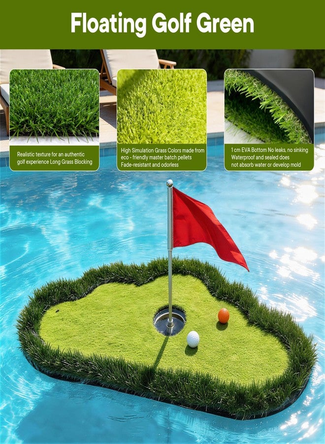 AILE Floating Golf Green for Pool, Pool Golf Game Putting Green Mat with Ball Retriever & Anti-Drift Ropes, Floating Golf Putting Turf Game Set for Party and for Golf Enthusiasts to Practice - Image 3