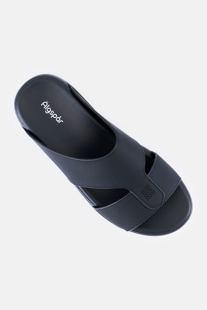 Algspar Men 2 Strap Slip On Arabic Sandals, Black - Image 4