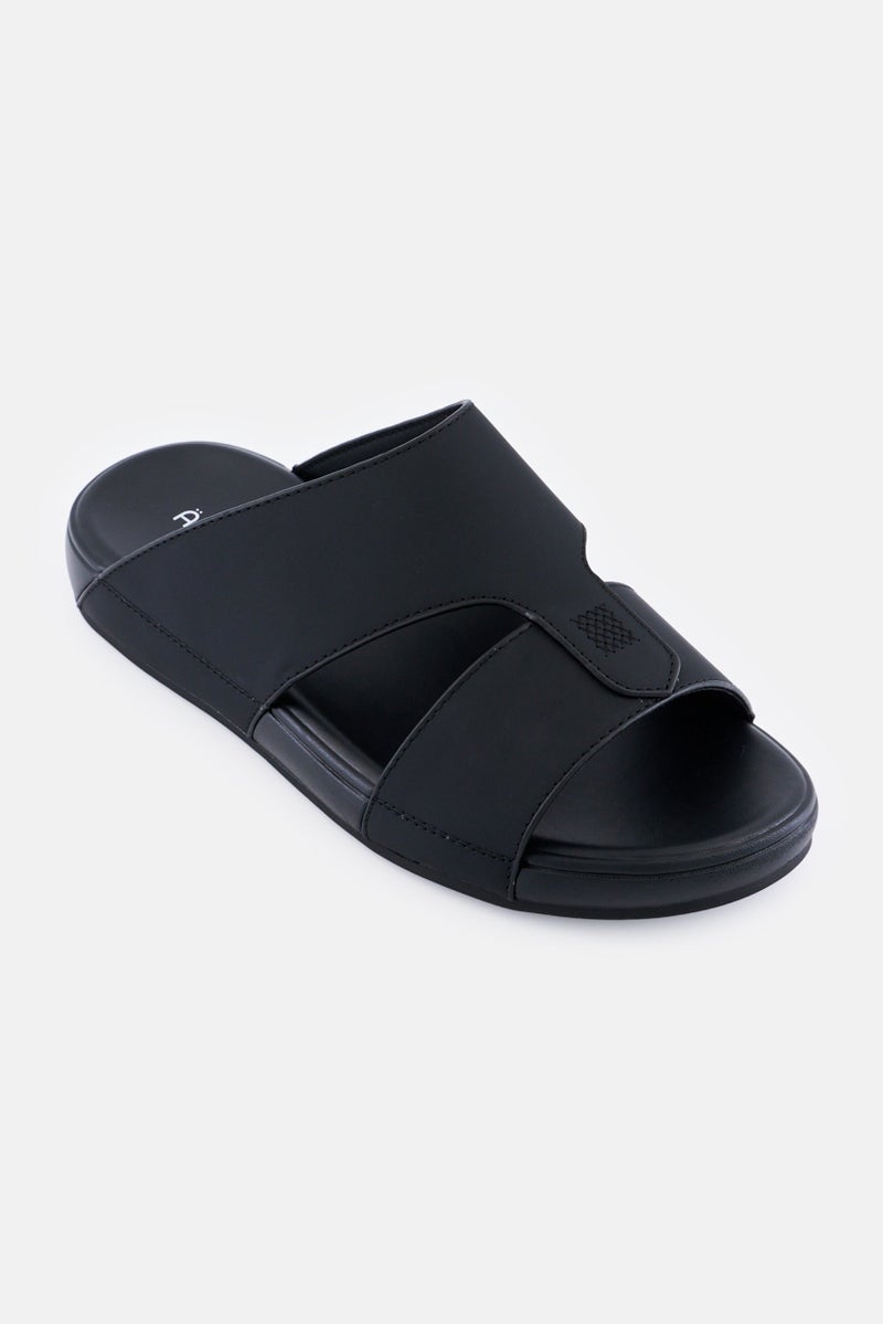 Algspar Men 2 Strap Slip On Arabic Sandals, Black - Image 1