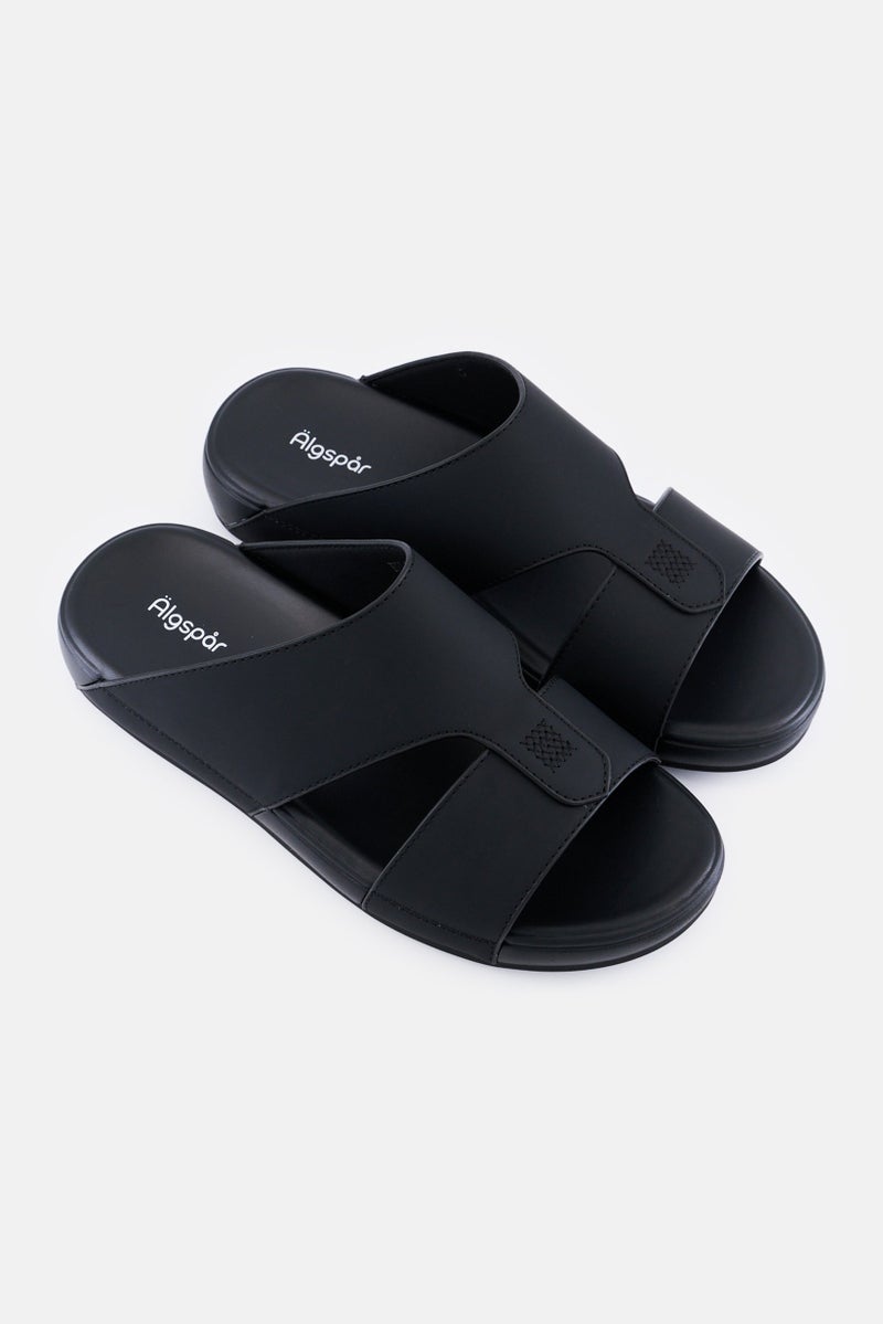 Algspar Men 2 Strap Slip On Arabic Sandals, Black - Image 2