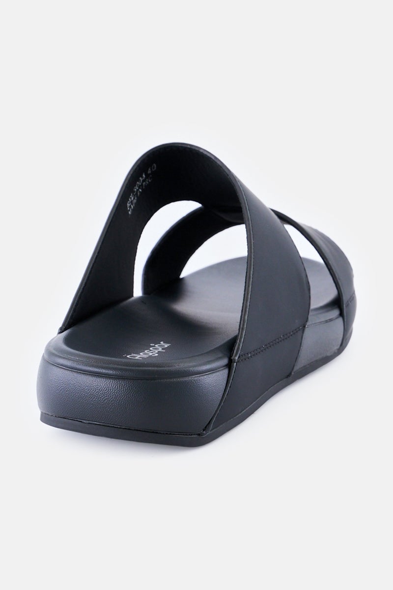 Algspar Men 2 Strap Slip On Arabic Sandals, Black - Image 3