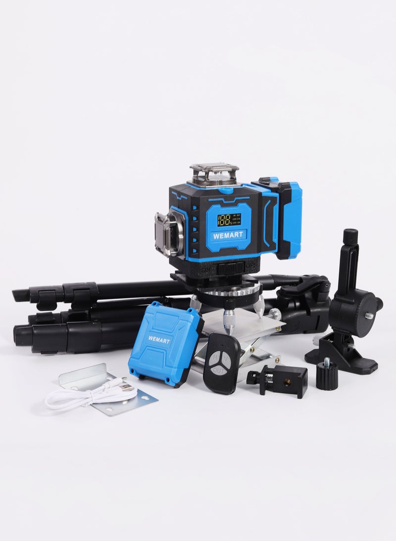 WEMART 4D Laser Level 360 Self Leveling with Tripod, 4x360° Cross Line Laser,Dual display screen,adjustable laser angle with 2 Batteries, Adjustable brightness Remote Control,Suitable for Home Improvement and construction use - Image 2