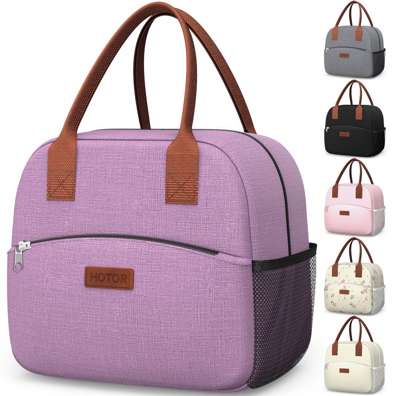 HOTOR Lunch Bag for Women & Men - Wear-Resistant Insulated Lunch Box with Large Capacity, Multi-Functional Cooler Bag for Office, Picnic, Purple, 10L, 10.60" x 5.90" x 9.50" - Image 1