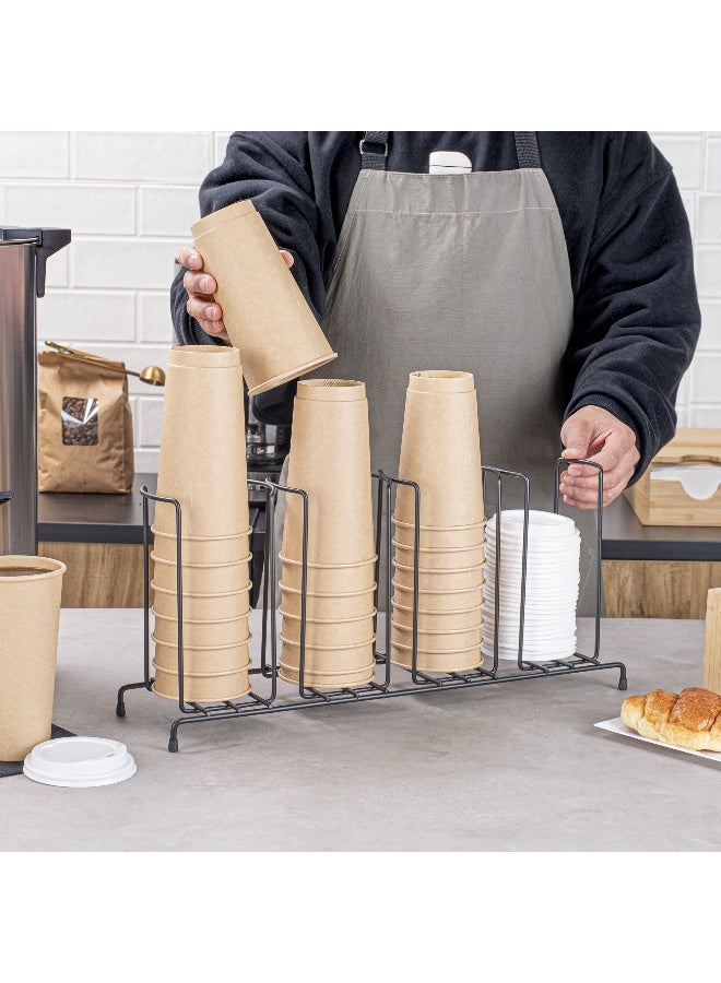 Restaurantware Restpresso 18.5 Inch x 5 Inch x 8.5 Inch Coffee Cup Organizer, 1 4-Section Cup And Lid Organizer - Wire Design, Compact, Black Iron Wire Cup Dispenser, For Countertops And Storage - Image 5