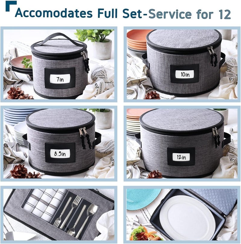 STORAGEBUD Fine China Hard Shell Dish & Utensil Storage Containers - 6 Piece Stackable Plate Storage with Dividers for Moving & Seasonal Use - Image 3