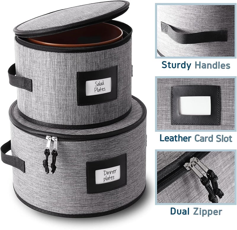 STORAGEBUD Fine China Hard Shell Dish & Utensil Storage Containers - 6 Piece Stackable Plate Storage with Dividers for Moving & Seasonal Use - Image 4