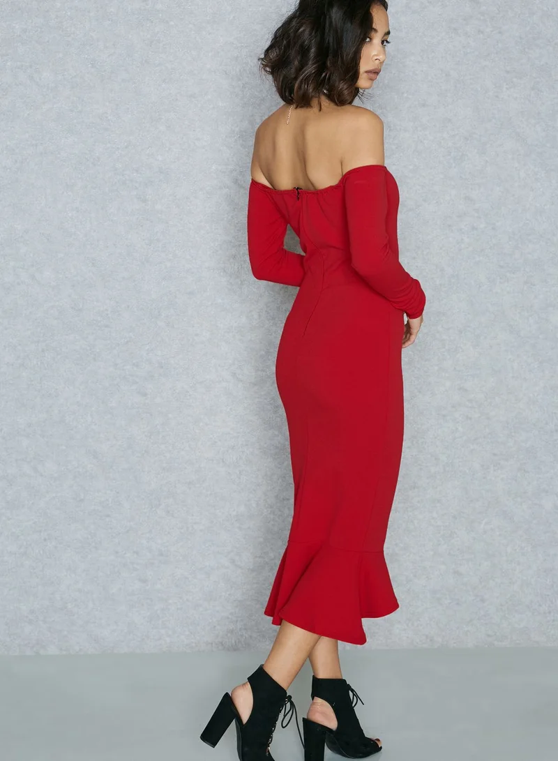 Missguided Bardot Fishtail Dress