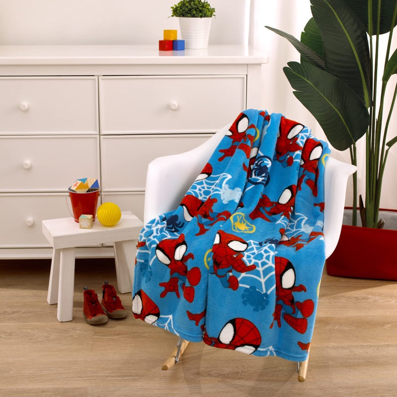 Disney Marvel Spidey and His Amazing Friends Blue, Red and White Spidey Team Super Soft Toddler Blanket - Image 3