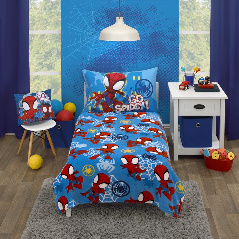 Disney Marvel Spidey and His Amazing Friends Blue, Red and White Spidey Team Super Soft Toddler Blanket - Image 4