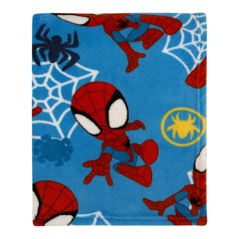 Disney Marvel Spidey and His Amazing Friends Blue, Red and White Spidey Team Super Soft Toddler Blanket - Image 1