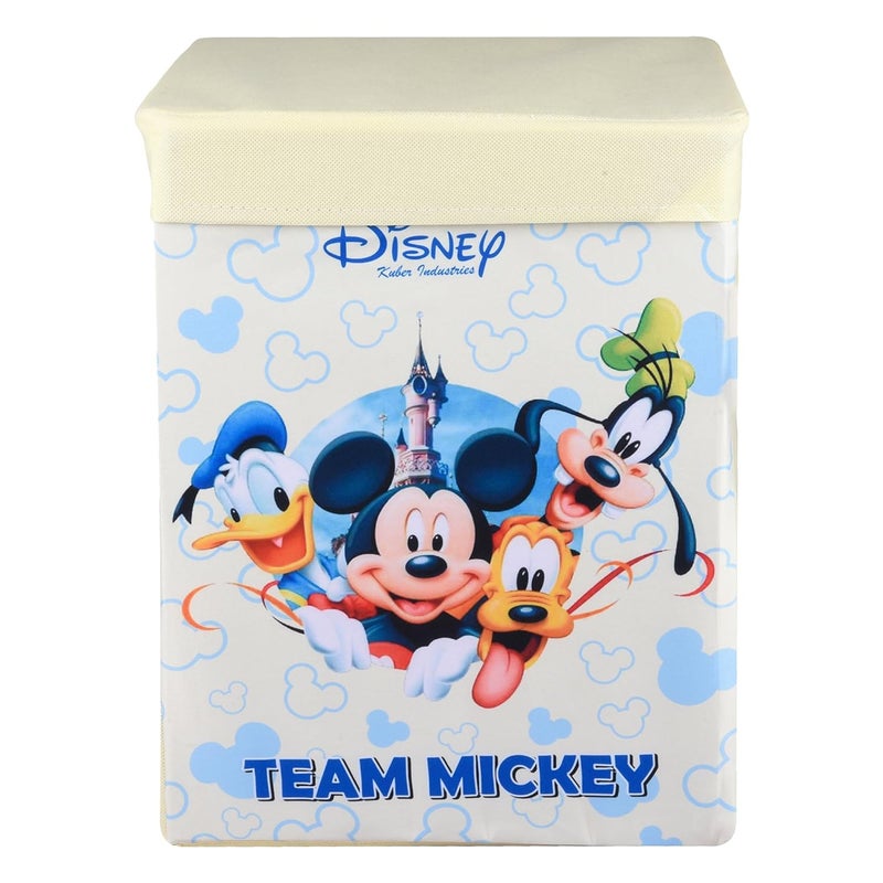 Kuber Industries Disney Team Toy Storage Box | Laundry Basket for Toys | Folding Laundry Basket | Clothes Hamper with Lid & Handles | 60 LTR | Pack of 2 | Cream - Image 2