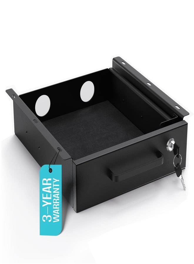 COREMINDED Under Desk Drawer Slide-Out - Lockable Metal Storage Drawer with Cable Management for Office & Home (Single, Non-Bracketed) - Image 1