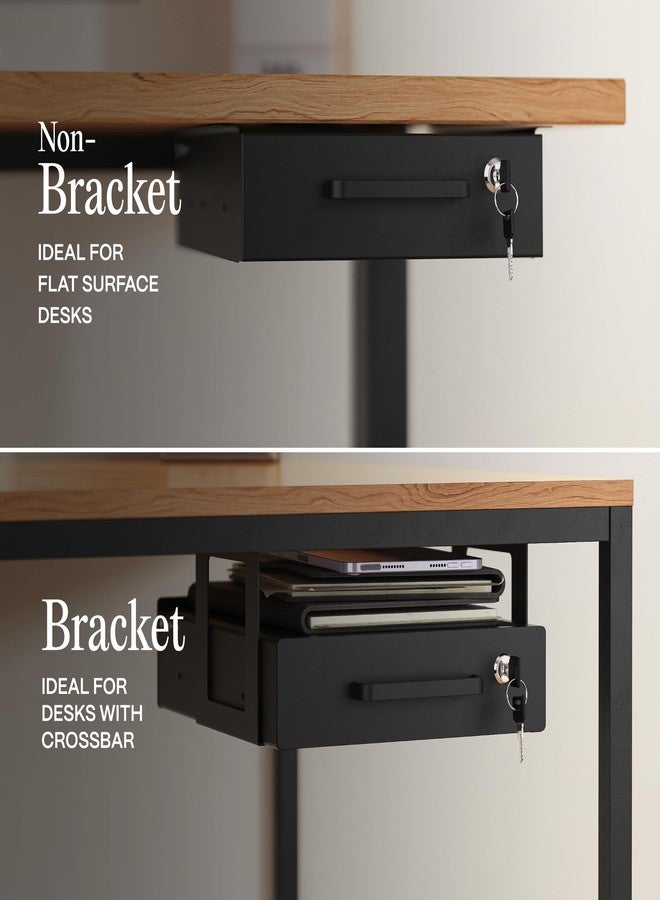 COREMINDED Under Desk Drawer Slide-Out - Lockable Metal Storage Drawer with Cable Management for Office & Home (Single, Non-Bracketed) - Image 5