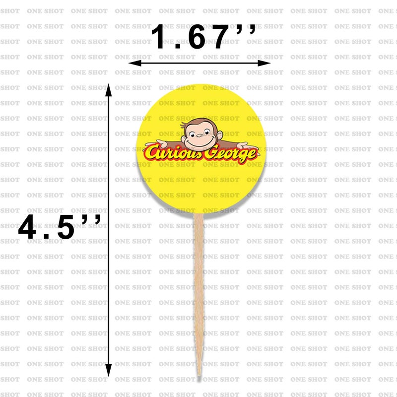 ONE SHOT Curious George Cupcake Toppers Set of 12 - Image 2