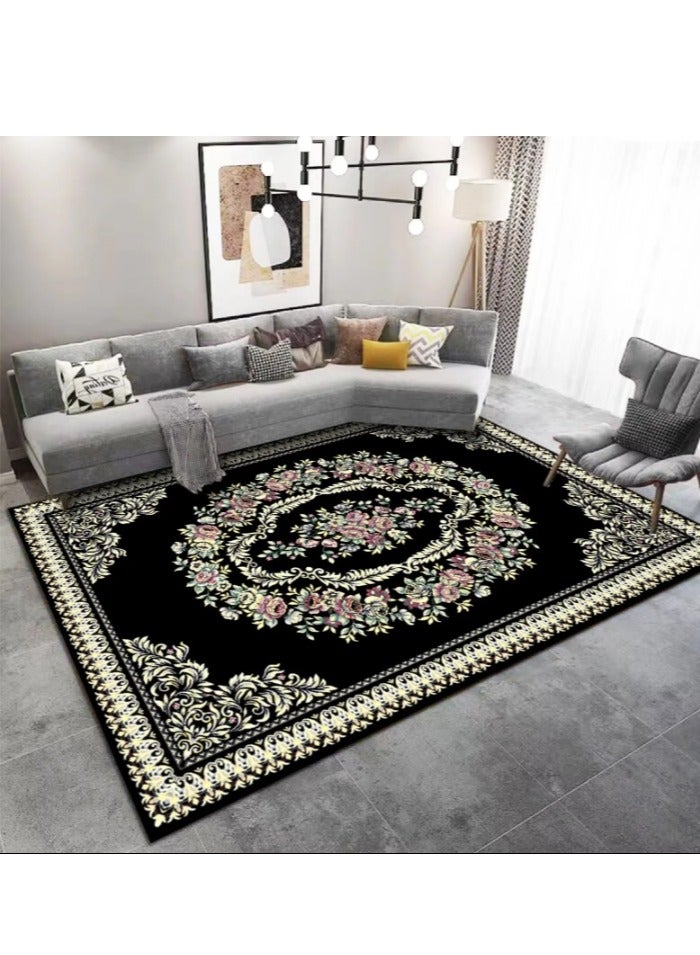 Carpet Living Room Vintage Rug Indoor Floor Mat Print Distressed Carpet Thin Rug Foldable Accent Carpet Lightweight Non Slip Bedroom Dining Room Office(150*200cm)