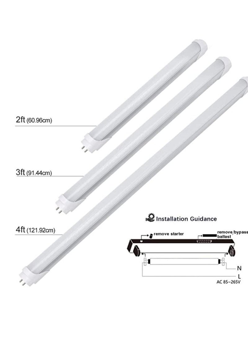 Yuwell Pack Of 4 Led Tube Light T8 Rod 2FT Dual End Powered Ballast Bypass 900Lumens 10W Frosted Cover AC85 265V Lighting Tube Fixtures  - Image 2
