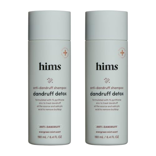 HIMS & HERS hims Dandruff Detox Shampoo Pyrithione Zinc Argan Oil Avocado Oil Formula Dandruff Shampoo for Flaky Itchy Scalp SulfateFree ParabenFree Evergreen Mint Scent 64 Fl Oz 2 Pack - Image 1
