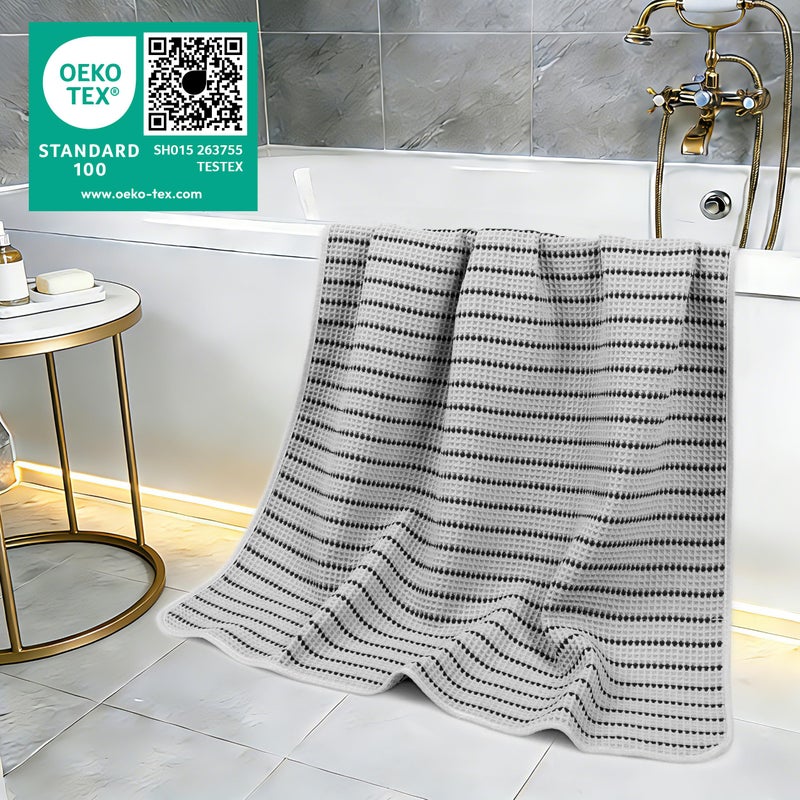 POLYTE 430 GSM Microfiber Oversize Quick Dry Lint Free Bath Towel, 60 x 30 in, 4 Pack (Waffle Weave) - Image 5