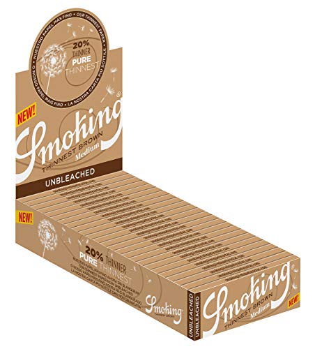 Smoking 25 Pk Smoking Thinnest Brown Unbleached Medium 1-1/4 RYO Cigarette Rolling Paper - Image 1