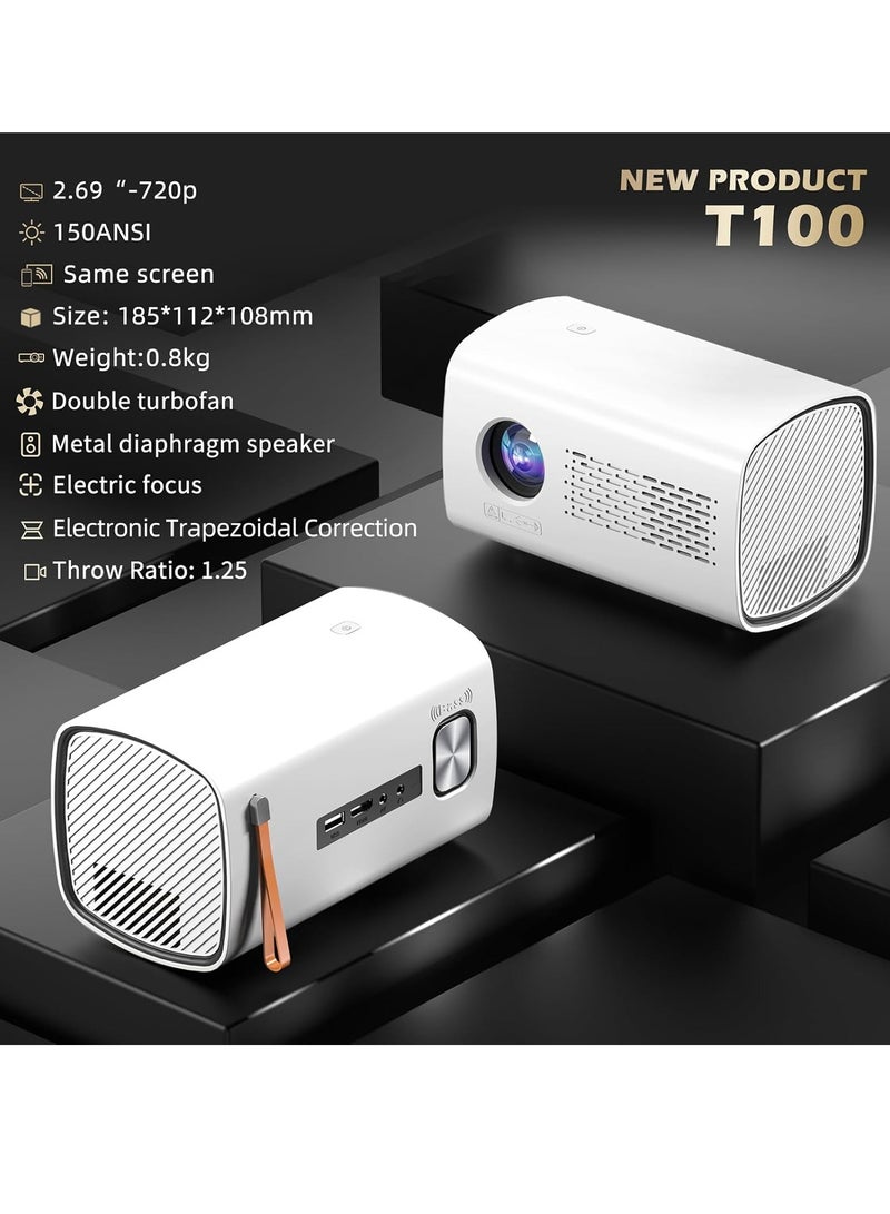 Android 9.0 Mini Projector 720P Home Theater with WiFi6 Support 150in Display Same Screen Technique Movie Projector Auto Focus Keystone Function Built-in Speaker with USB/3.5MM Ports Support TV Box  - Image 4