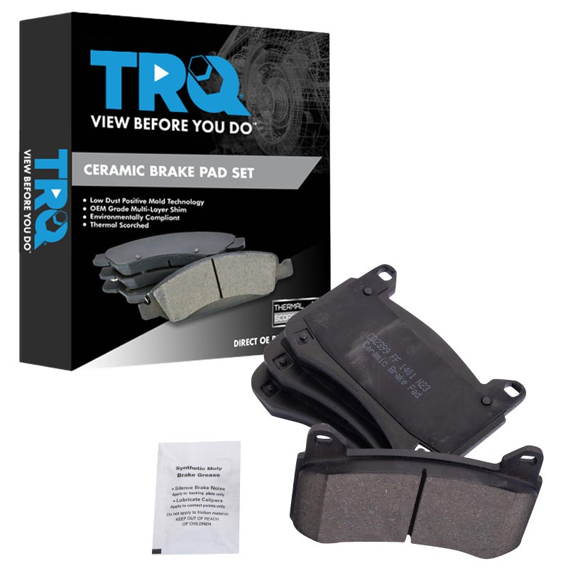 وسادات الفرامل الأمامية السيراميكية TRQ متوافقة مع تسلا 3 2018-2022 و Y 2020-2021