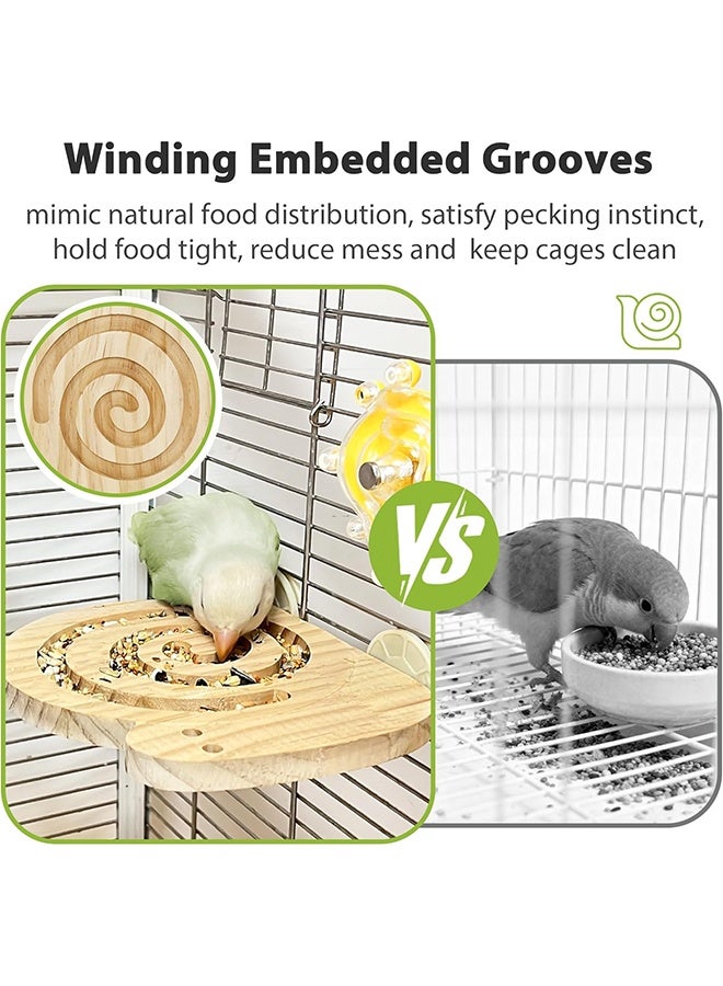 Natural Wooden Bird Foraging Toys with Perch, Kiln-Dried Wood Bird Enrichment Toys, Visible Food Design Parrot Puzzle, Slow Feeder to Reduce Seed Mess, Suitable for Parakeet, Budgie and Pet Birds - Image 5