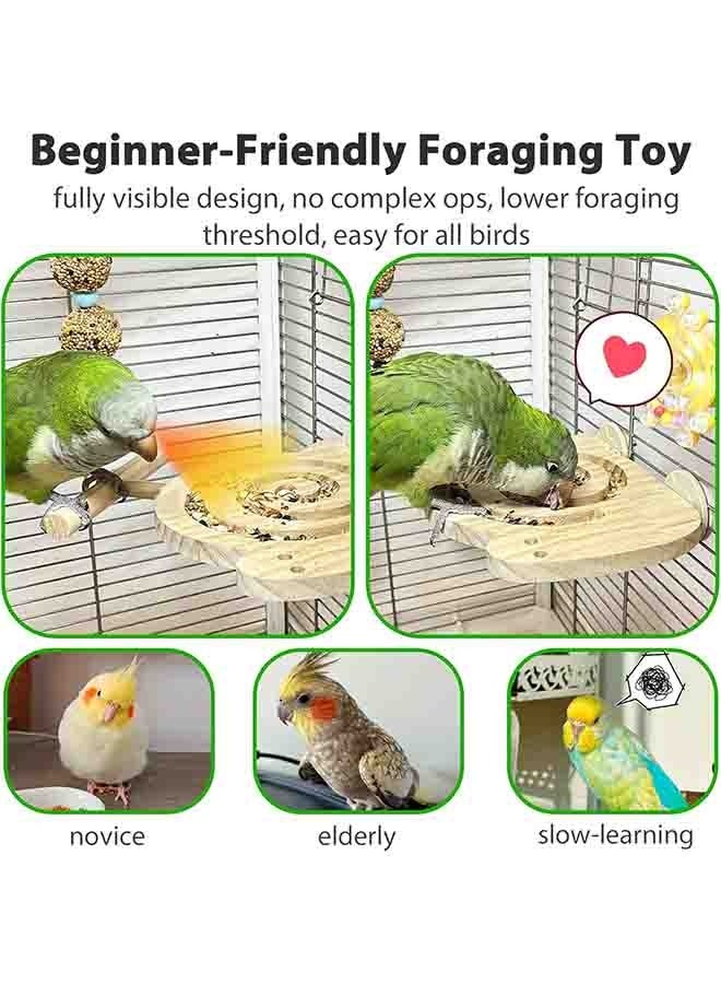 Natural Wooden Bird Foraging Toys with Perch, Kiln-Dried Wood Bird Enrichment Toys, Visible Food Design Parrot Puzzle, Slow Feeder to Reduce Seed Mess, Suitable for Parakeet, Budgie and Pet Birds - Image 4