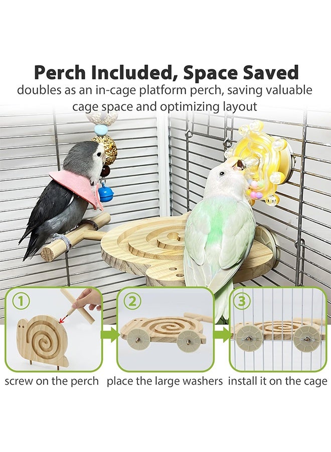 Natural Wooden Bird Foraging Toys with Perch, Kiln-Dried Wood Bird Enrichment Toys, Visible Food Design Parrot Puzzle, Slow Feeder to Reduce Seed Mess, Suitable for Parakeet, Budgie and Pet Birds - Image 3