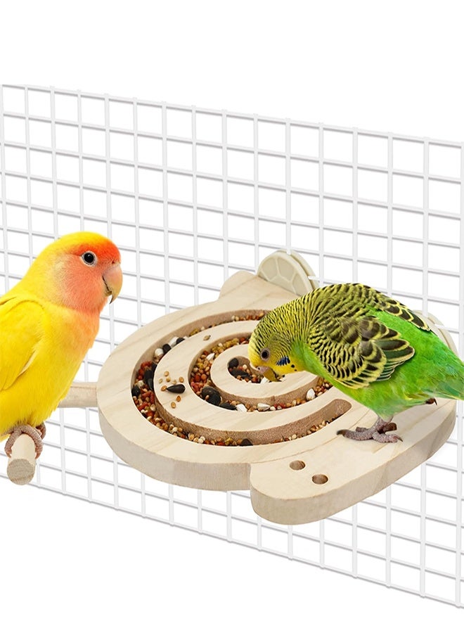 Natural Wooden Bird Foraging Toys with Perch, Kiln-Dried Wood Bird Enrichment Toys, Visible Food Design Parrot Puzzle, Slow Feeder to Reduce Seed Mess, Suitable for Parakeet, Budgie and Pet Birds - Image 1