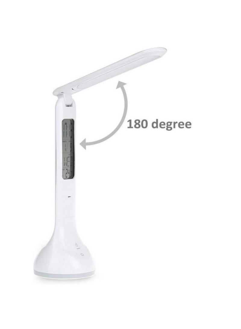 1 قطعة مصباح طاولة LED قابل للطي وقابل للتعتيم مع تقويم ودرجة حرارة وساعة منبه وأضواء غلاف جوية متغيرة الألوان - Image 5
