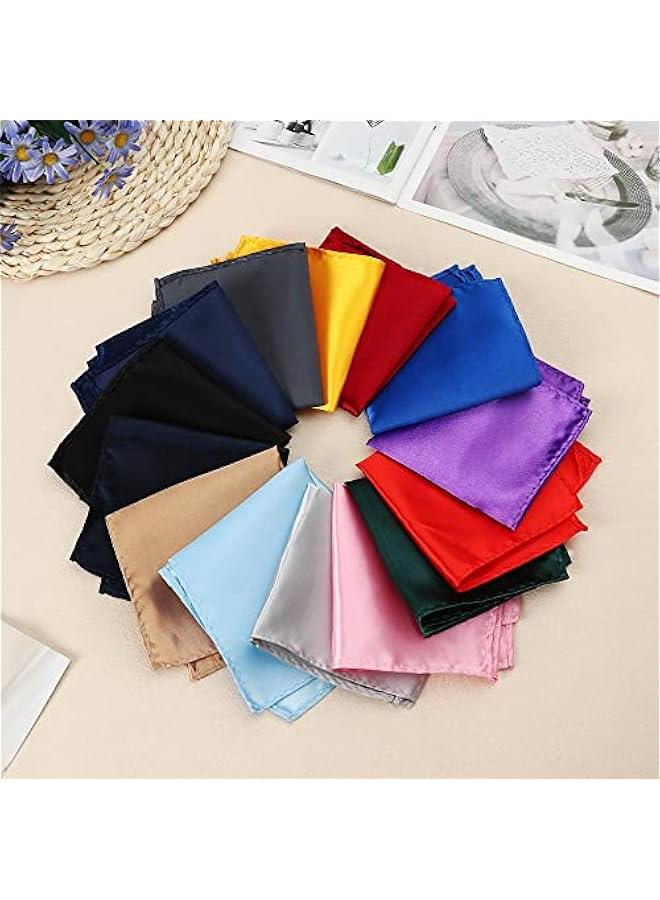 15 Pieces Mens Pocket Squares, 8.6 x 8.6 Inch Handkerchief, Soft Silk Men Hankies for Wedding Party, Pocket Square Towel - Image 2