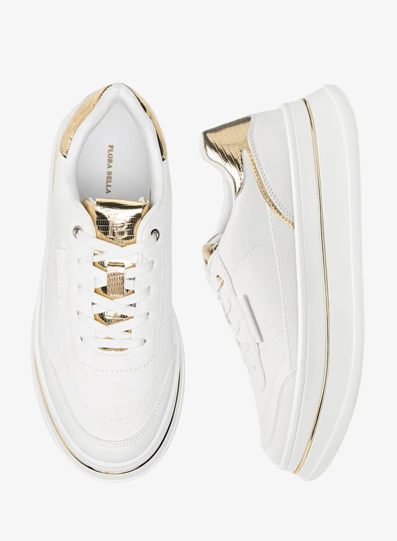 Flora Bella By Shoexpress Womens Monogram Embossed Ankle Sneakers With Lace-Up Closure