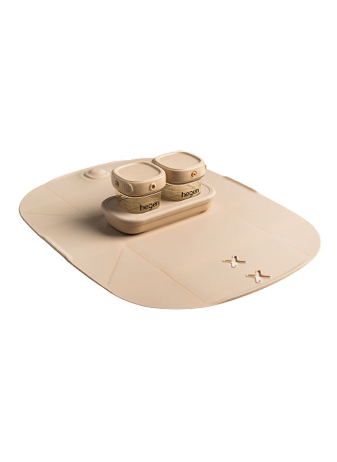 hegen PPSU Mealtime Starter Kit with Foldable Placemat Taupe - Silicone, Feeding Set, Safe for Baby, Travel-Friendly, Easy Cleanup - Includes 2x 60ml PPSU Storage, 1x Fork & Spoon Set, 1x Placemat  - Image 3