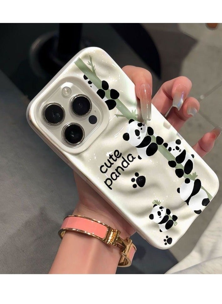 NIBEMINENT Meteorite Pattern Panda Bamboo Protective TPU Case Cover For IPhone 14 Pro, White