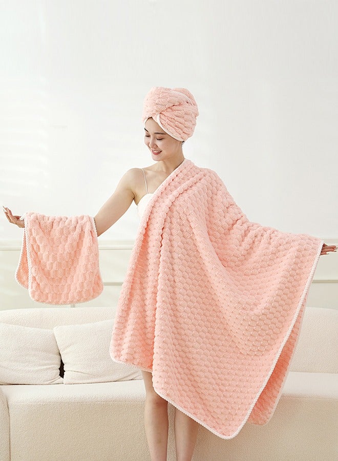 Coral Fleece Bath Towel，Super Soft Bath Towel,,Extra thick bath towel ,Water-absorbent and quick-drying,70 x 140 cm, Pink  - Image 5