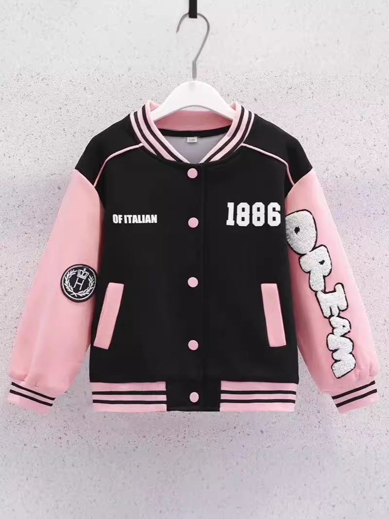 Cuhk Girls New Style Letters Sweater Coat Girls Fashion Sports Baseball Coat Coat - Image 2