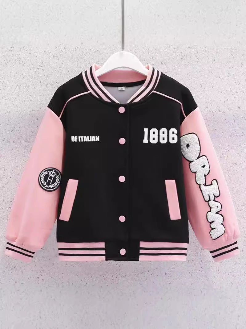 Cuhk Girls New Style Letters Sweater Coat Girls Fashion Sports Baseball Coat Coat - Image 4