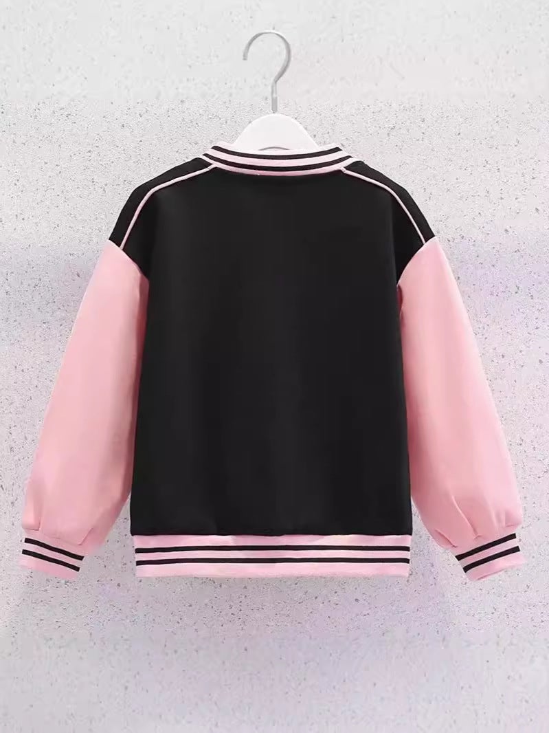 Cuhk Girls New Style Letters Sweater Coat Girls Fashion Sports Baseball Coat Coat - Image 3