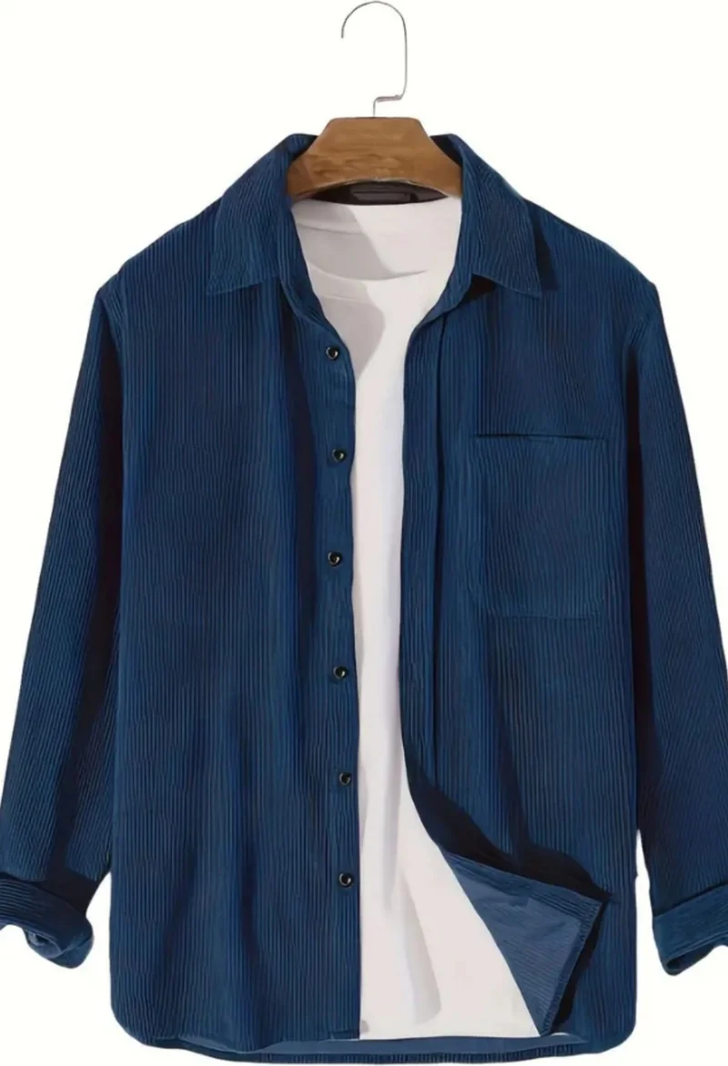 كوول تارز Men's Oversize Shirt Collar Velvet Long Sleeve Winter Shirt