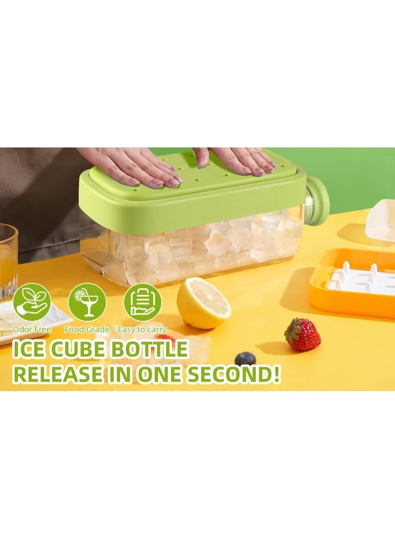 MOMENT MOMENT 2 in 1 Ice Cube Bottle with Straw Easy Press Ice Tray Water Bottle, Leak Proof Lid, Vertical Tray Perfect for Travel, Gym, Home - 800mL Green  - Image 2