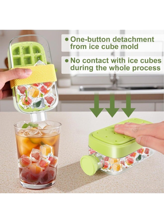MOMENT MOMENT 2 in 1 Ice Cube Bottle with Straw Easy Press Ice Tray Water Bottle, Leak Proof Lid, Vertical Tray Perfect for Travel, Gym, Home - 800mL Green  - Image 4