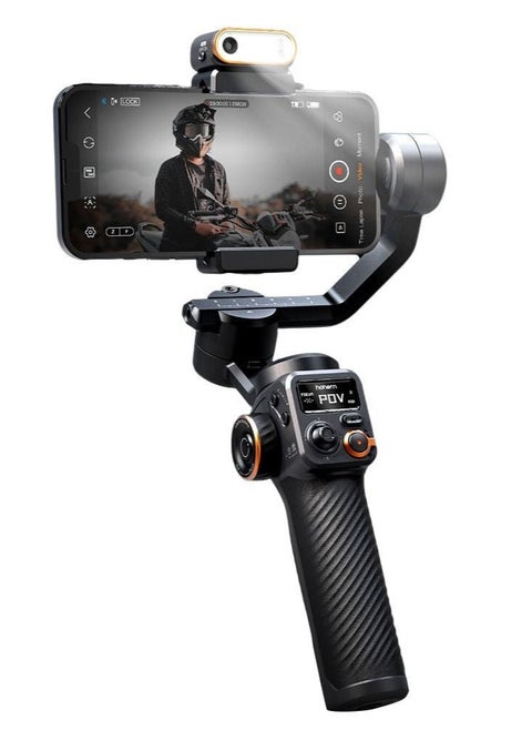 iSteady M6 Kit 3-Axis Smartphone Gimbal Stabilizer Anti-shake Phone Vlog Gimbal 360° Rotatable OLED Large Screen with AI Vision Sensor & Fill Light Module Mini Tripod Storage Case 400g Payload R