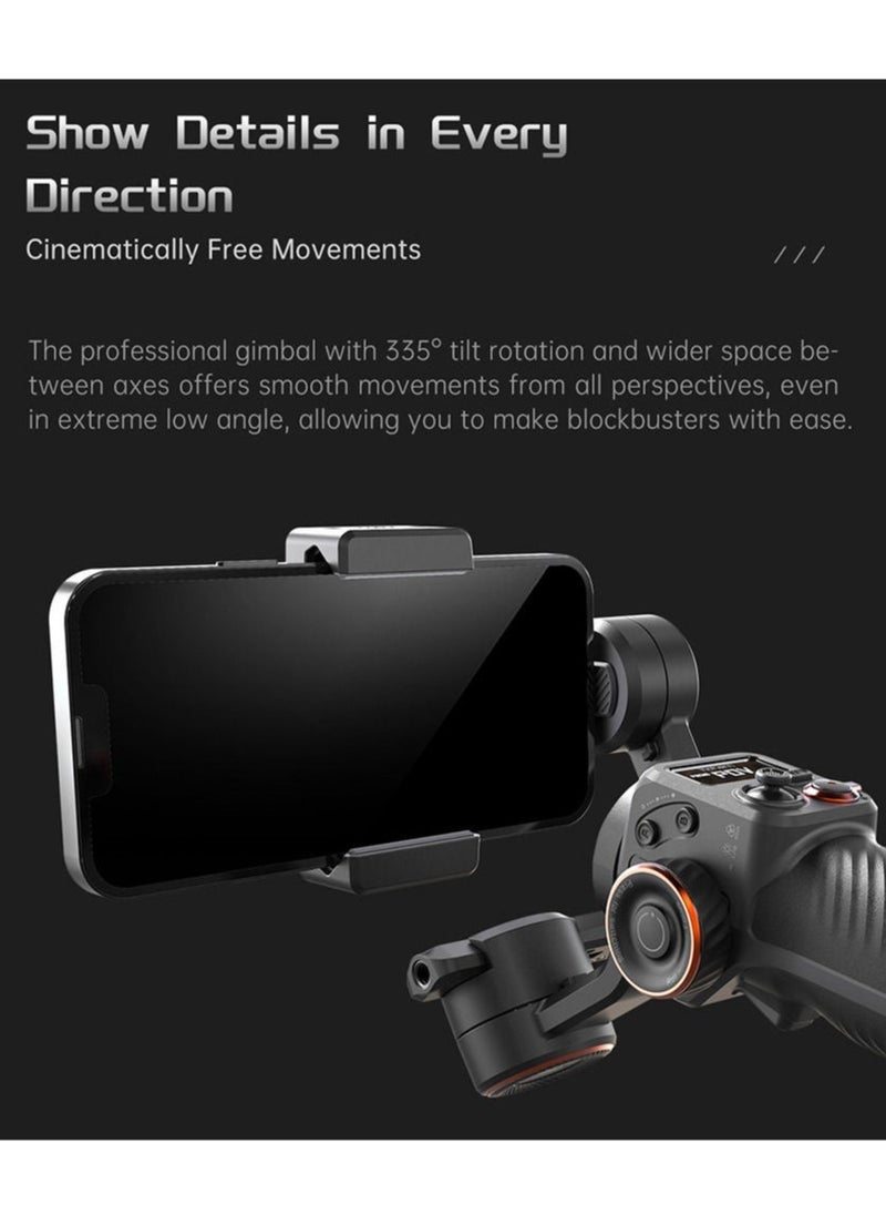 Generic iSteady M6 Kit 3-Axis Smartphone Gimbal Stabilizer Anti-shake Phone Vlog Gimbal 360° Rotatable OLED Large Screen with AI Vision Sensor & Fill Light Module Mini Tripod Storage Case 400g Payload R  - Image 4