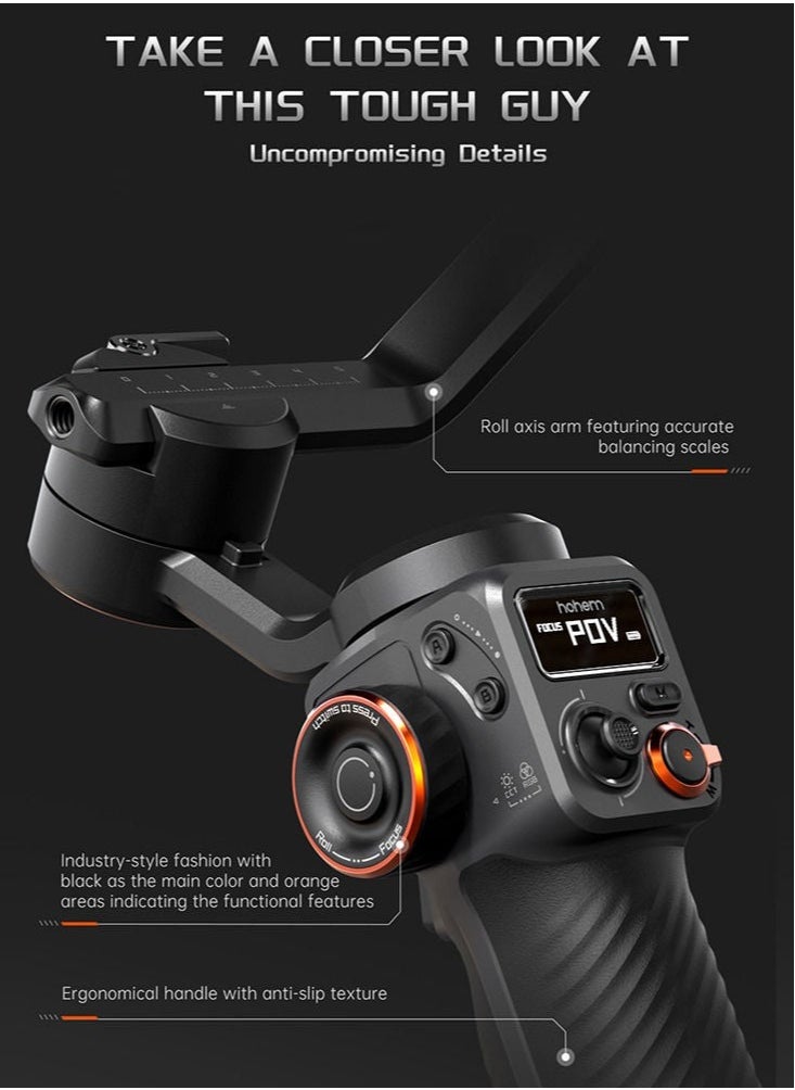 Generic iSteady M6 Kit 3-Axis Smartphone Gimbal Stabilizer Anti-shake Phone Vlog Gimbal 360° Rotatable OLED Large Screen with AI Vision Sensor & Fill Light Module Mini Tripod Storage Case 400g Payload R  - Image 5