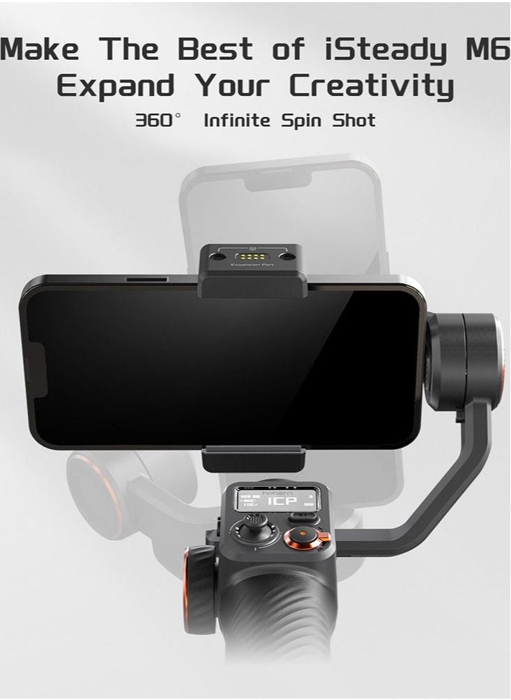 iSteady M6 Kit 3-Axis Smartphone Gimbal Stabilizer Anti-shake Phone Vlog Gimbal 360° Rotatable OLED Large Screen with AI Vision Sensor & Fill Light Module Mini Tripod Storage Case 400g Payload R
