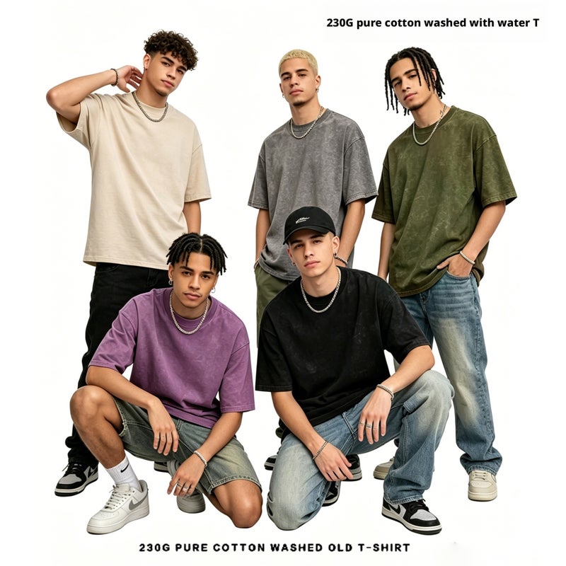 Men's Washed Cotton T-Shirt Oversized Fit - Image 1