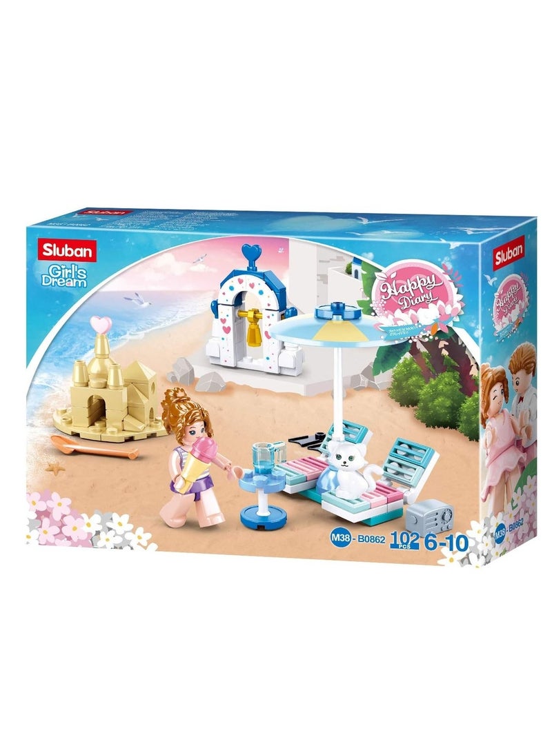 Sluban - Girls Dream Paradise Beach Bricks Set 102 Pieces - M38-B0862 - Image 1