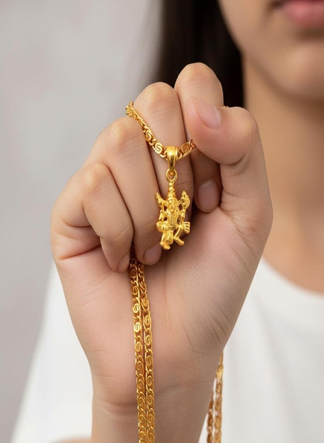 CHARMS Shree Ganesh Pendant Necklace – Gold Tone Ganpati Bappa Everyday Wear Locket - Image 3