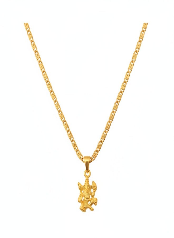 CHARMS Shree Ganesh Pendant Necklace – Gold Tone Ganpati Bappa Everyday Wear Locket - Image 1
