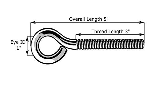 Hard-to-Find Fastener 014973454449 Eye Bolts, 3/8-16 x 5, Piece-10 - Image 2